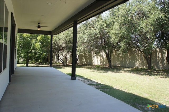 view of patio with ceiling fan