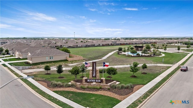 bird's eye view featuring a residential view