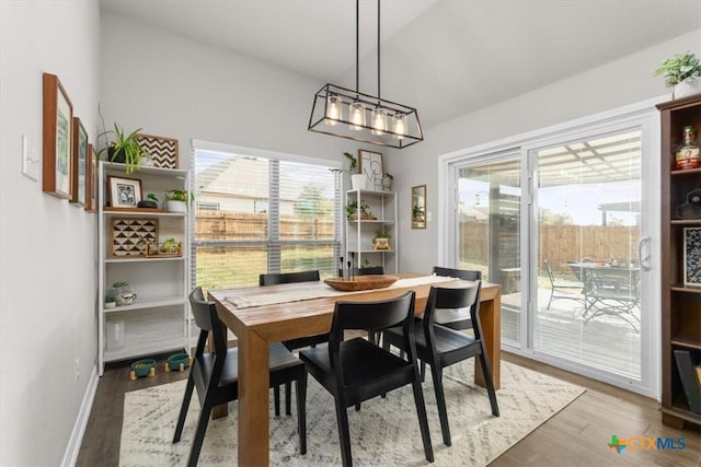 dining area with wood-type flooring