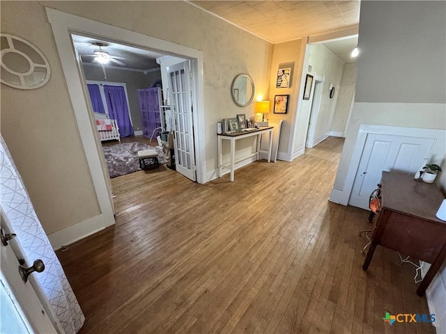 hall featuring wood-type flooring