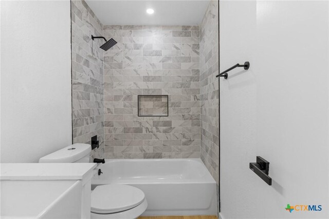 1701 Southwestern Trl, Round Rock, TX 78664 - full bath with toilet, shower / bathtub combination, and recessed lighting