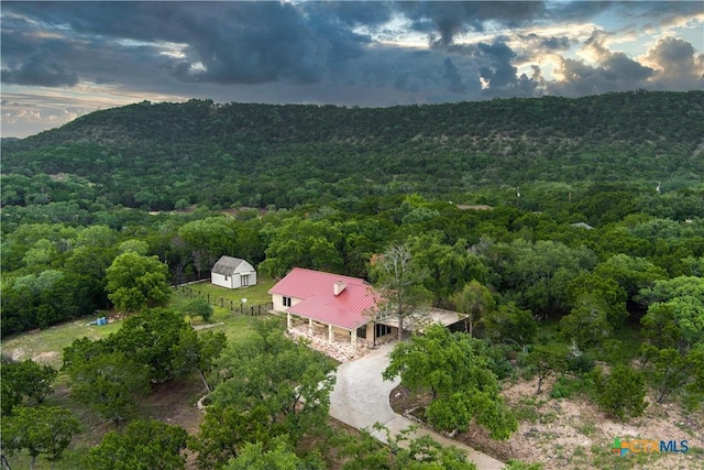 1143 Flaman Rd, Canyon Lake, TX 78133 - aerial view of property and surrounding area featuring a heavily wooded area
