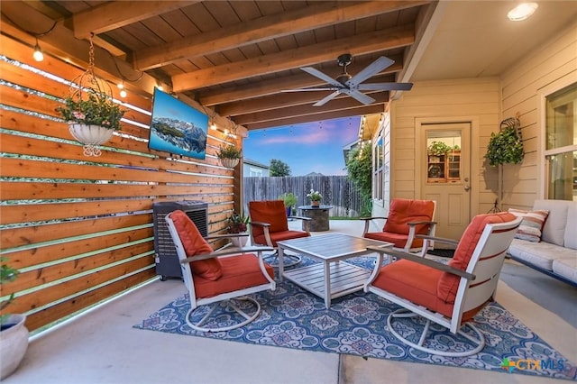 272 Adoquin Trl, Buda, TX 78610 - view of patio / terrace with ceiling fan and an outdoor living space