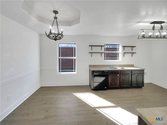 5004 Imperial Eagle Dr, Killeen, TX 76549 - interior space with a sink, a raised ceiling, light wood-style floors, and dishwasher