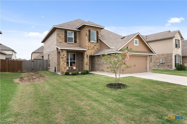 810 Mclaury Cv, Killeen, TX 76542 - view of front of property with concrete driveway, a garage, fence, and a front lawn