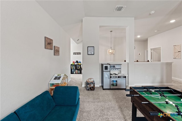 810 Mclaury Cv, Killeen, TX 76542 - rec room with baseboards, carpet flooring, recessed lighting, and visible vents