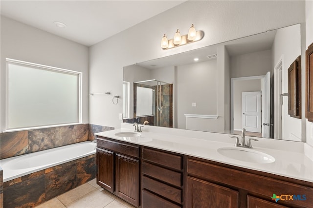 1904 Garretts Way, Manchaca, TX 78652 - bathroom featuring a shower stall, a bath, a sink, and double vanity