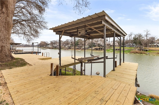 view of dock featuring a water view