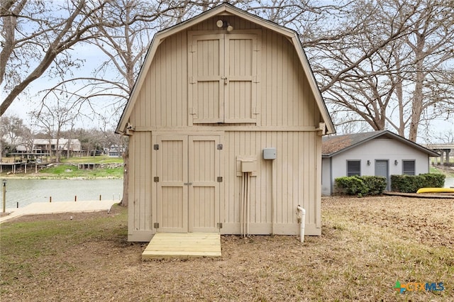 view of outdoor structure featuring a water view