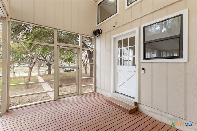 view of unfurnished sunroom