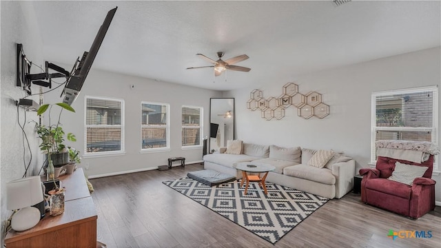 1944 Eastern Finch, New Braunfels, TX 78130 - living room featuring ceiling fan and wood finished floors
