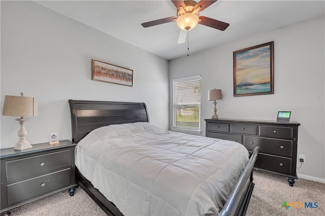 5010 Fallen Tree Dr, Temple, TX 76502 - bedroom featuring light colored carpet, baseboards, and ceiling fan