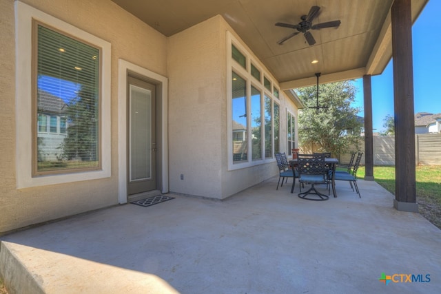 view of patio / terrace with ceiling fan