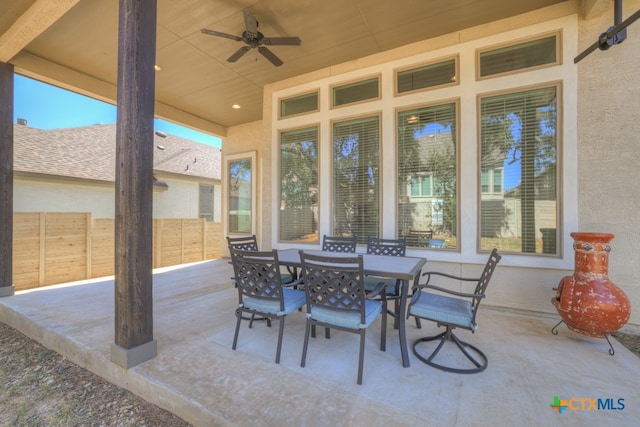 view of patio / terrace with ceiling fan