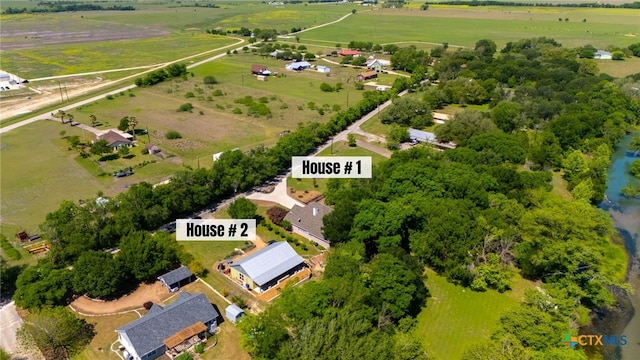 drone / aerial view with a rural view