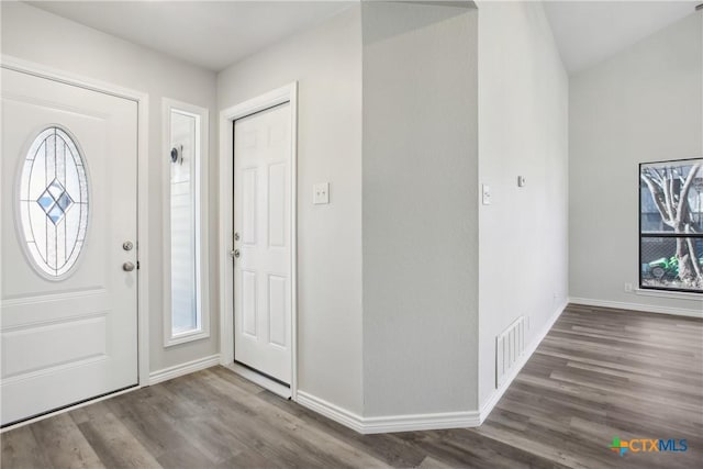 foyer featuring wood-type flooring