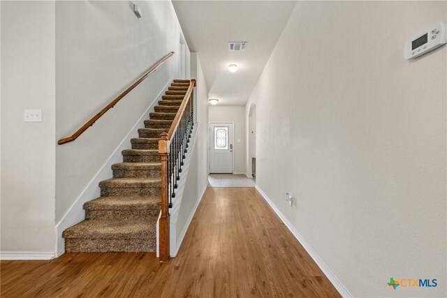 3610 Parkmill Dr, Killeen, TX 76542 - staircase featuring wood finished floors and baseboards
