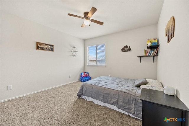 3610 Parkmill Dr, Killeen, TX 76542 - carpeted bedroom featuring a ceiling fan and baseboards