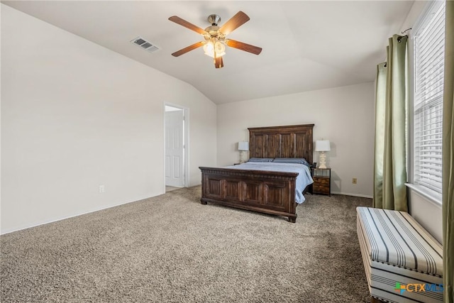 3610 Parkmill Dr, Killeen, TX 76542 - unfurnished bedroom with multiple windows, vaulted ceiling, carpet floors, ceiling fan, and baseboards