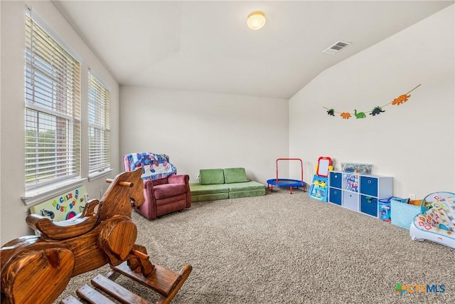 3610 Parkmill Dr, Killeen, TX 76542 - playroom with carpet flooring and lofted ceiling