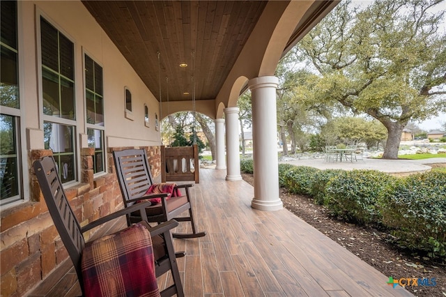 deck featuring covered porch