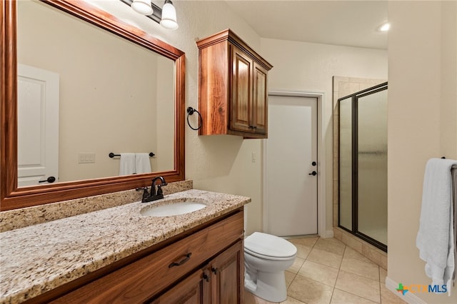 2299 Sun Chase Blvd, New Braunfels, TX 78130 - full bath with a shower stall, vanity, and tile patterned floors