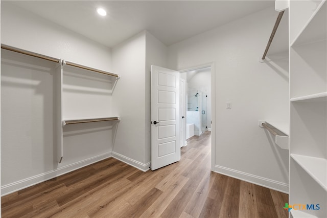 walk in closet featuring hardwood / wood-style flooring