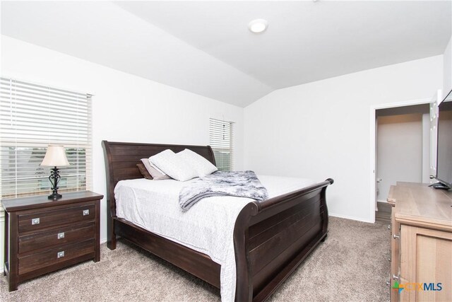 348 Jacquard Ct, Troy, TX 76579 - bedroom featuring light carpet and vaulted ceiling