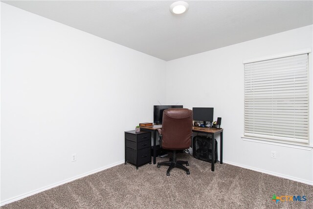 view of carpeted office space