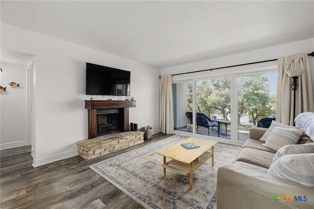 living room featuring hardwood / wood-style flooring