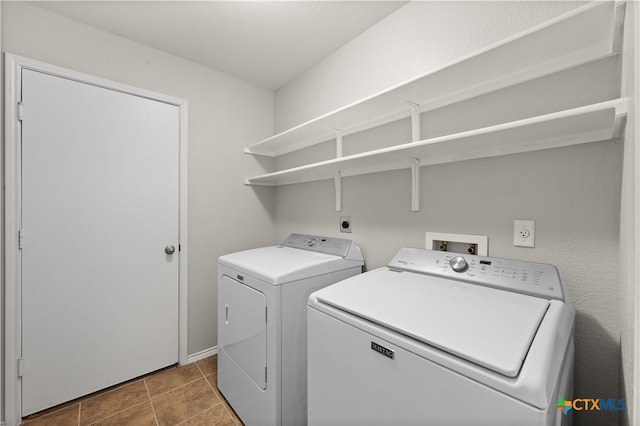 washroom featuring tile patterned floors and washer and clothes dryer