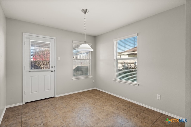 view of unfurnished dining area