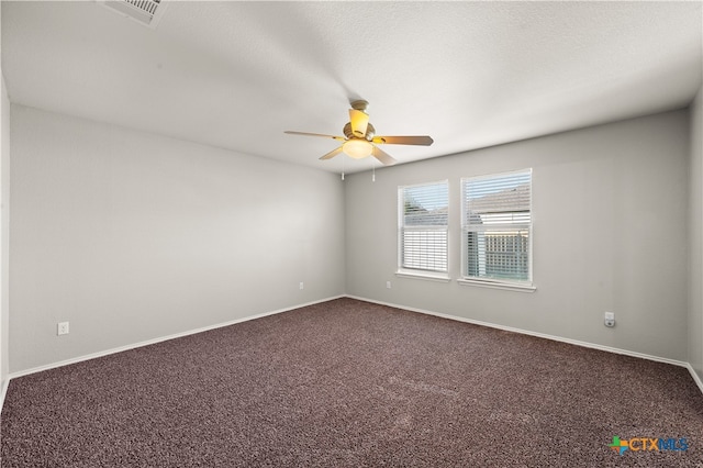 unfurnished room featuring carpet flooring and ceiling fan