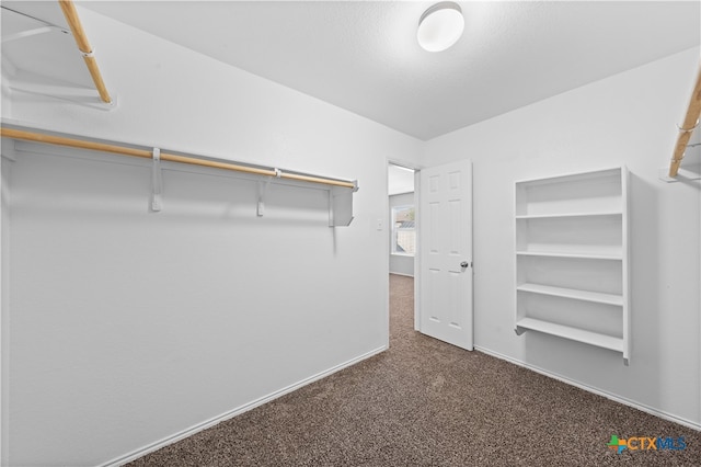 spacious closet with dark carpet