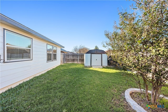 view of yard with a storage unit