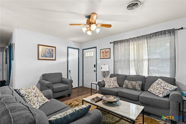 603 S 13th St, Copperas Cove, TX 76522 - living room with wood finished floors and a ceiling fan