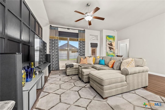 7907 Montclair Dr, Temple, TX 76502 - living room with a ceiling fan and light wood finished floors