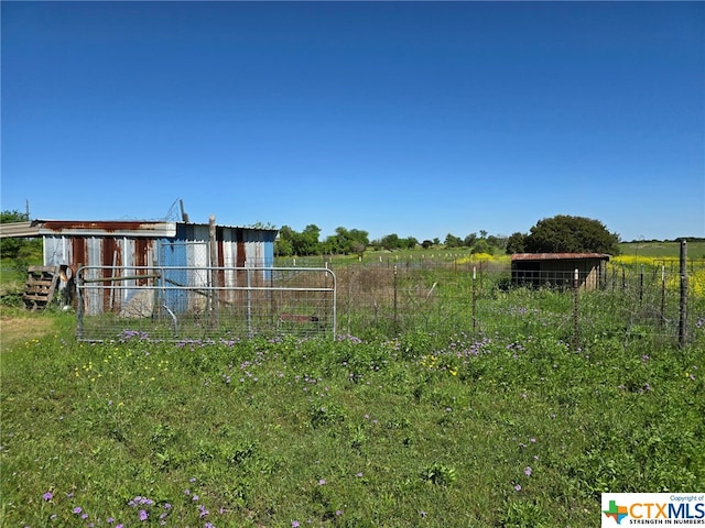 view of yard with a rural view