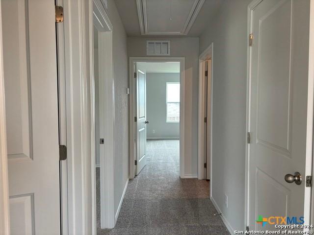 2537 Windle Ln, Seguin, TX 78155 - corridor featuring attic access, carpet floors, and baseboards