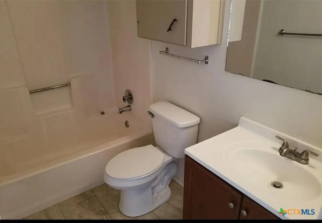 full bathroom featuring tile patterned flooring, vanity, toilet, and shower / bathing tub combination