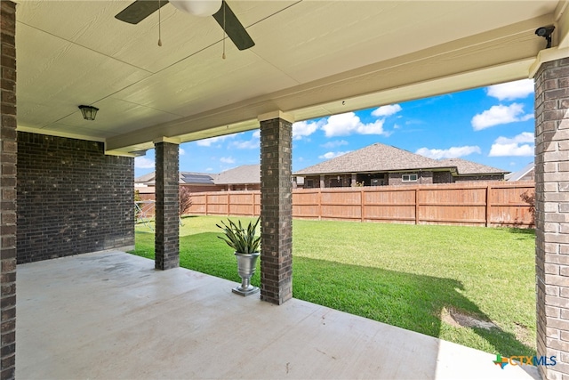 view of patio with ceiling fan