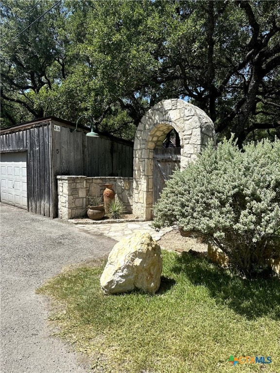 exterior space featuring a garage