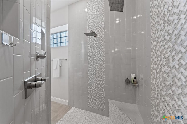 bathroom with a walk in shower