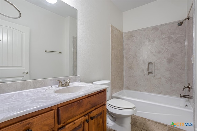 1108 Indian Mallow Dr, Temple, TX 76502 - full bath featuring tile patterned flooring, toilet, vanity, and shower / washtub combination