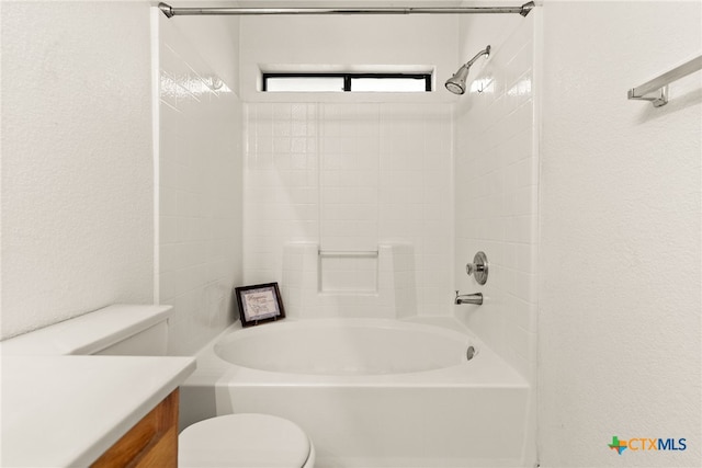 full bathroom featuring vanity, shower / bathtub combination, and toilet