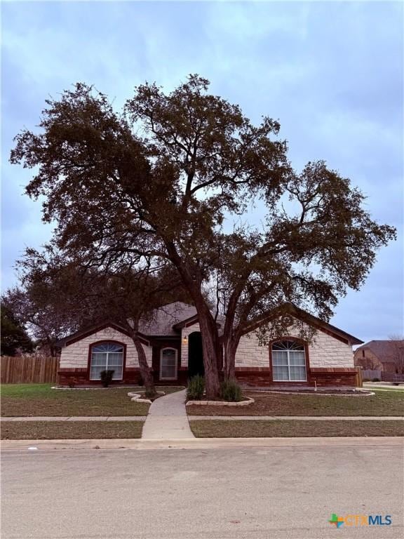 ranch-style house featuring a front yard