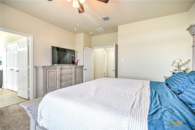 9300 Vaquero Way, Killeen, TX 76542 - bedroom featuring ceiling fan and light wood-style flooring
