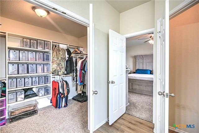 9300 Vaquero Way, Killeen, TX 76542 - walk in closet with a ceiling fan and wood finished floors