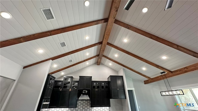 interior details with beamed ceiling