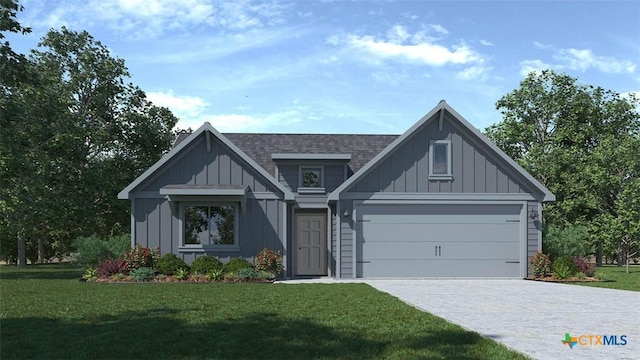 view of front facade featuring a garage and a front yard